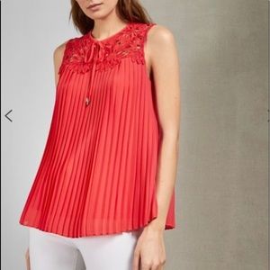 NWT TED BAKER PLEATED LACE BLOUSE